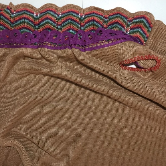 JO NO FUI Brown Poncho Knit Sweater YOOX sz 6 - Picture 9 of 13